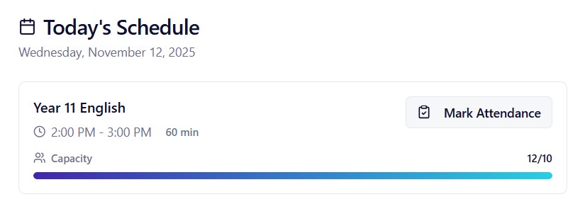 Today's schedule with class times