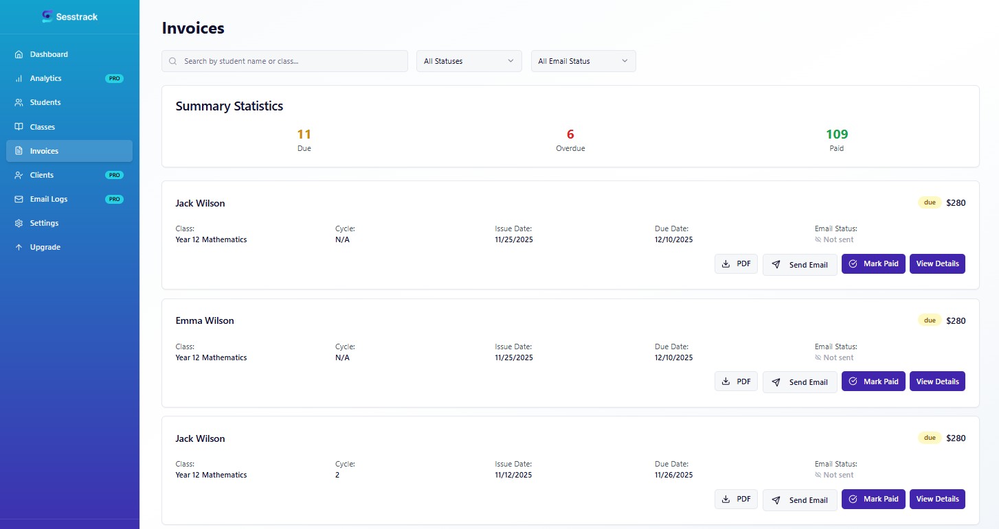 Invoice management dashboard
