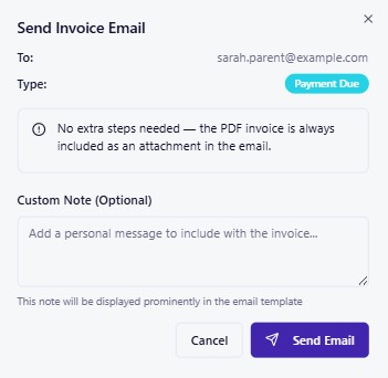 Send invoice email